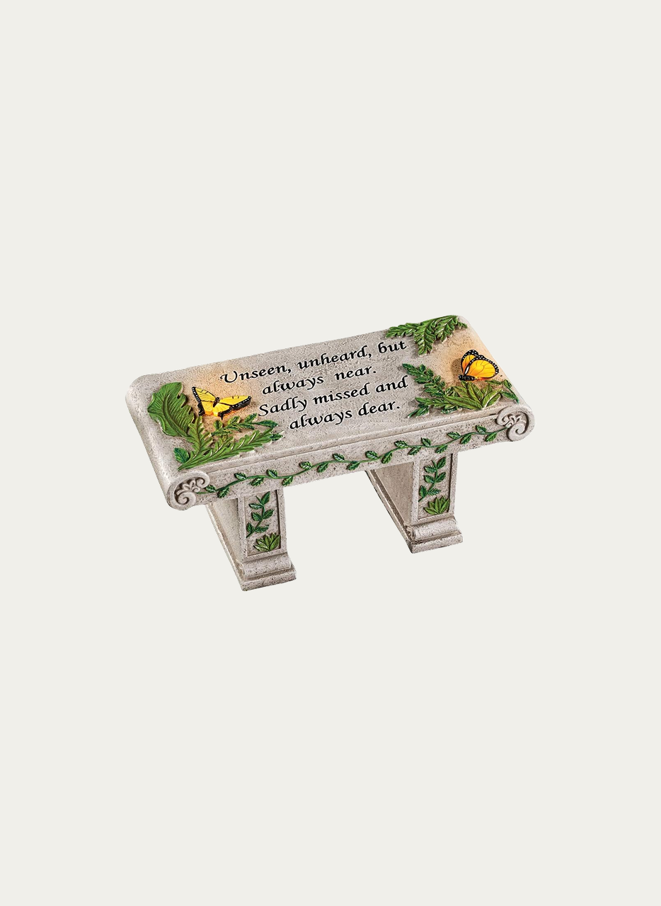 Collections Etc Solar LED Outdoor Memorial Bench