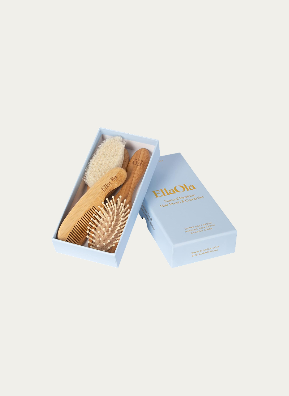ELLAOLA Natural Bamboo Hair Brush & Comb Set