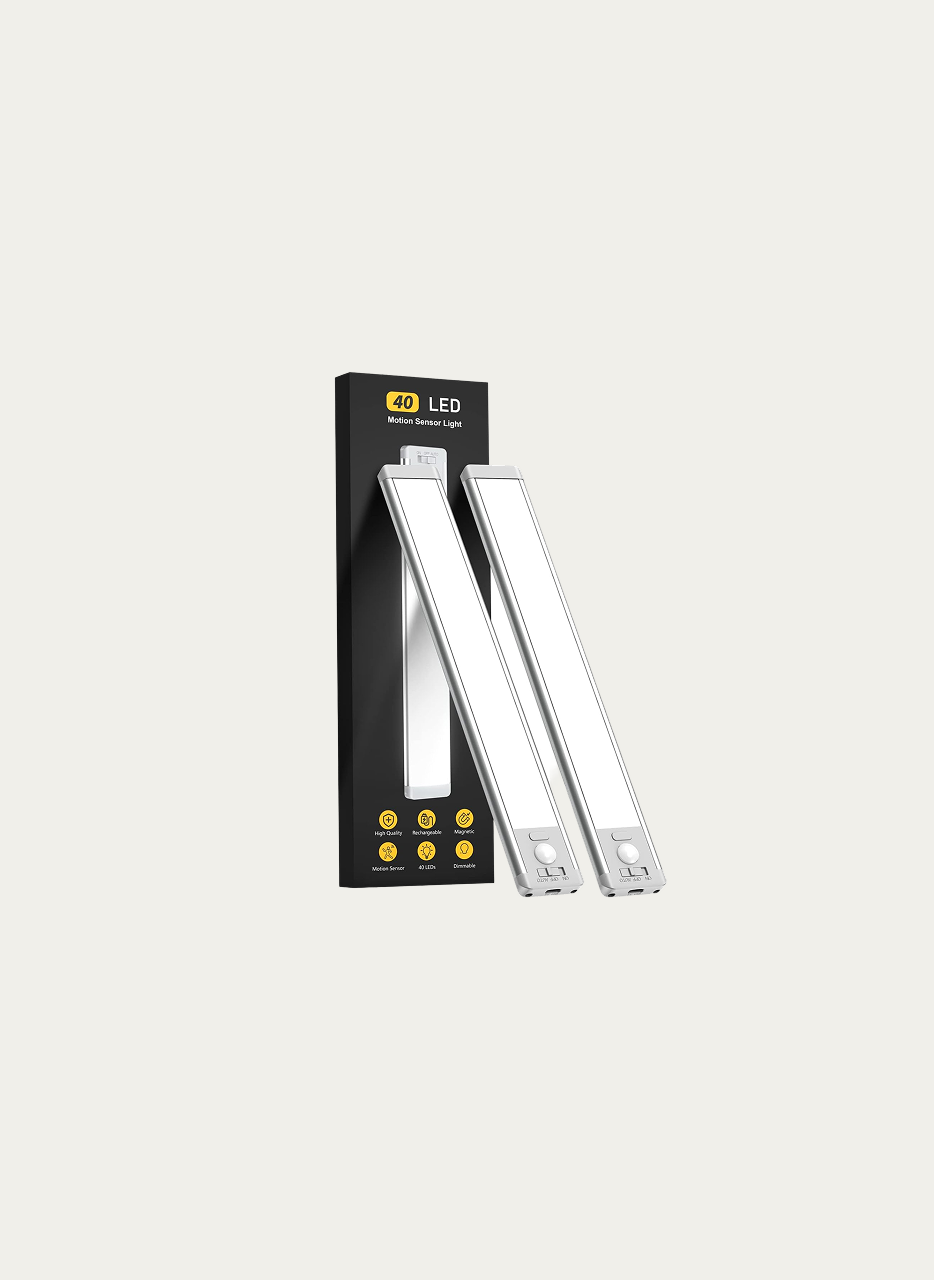 10inch Under Cabinet Lighting, 2 Pack Rechargeable Motion Sensor Light